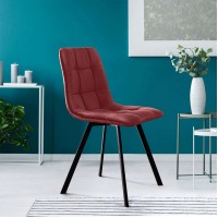 Стул Уно, бархат красный 16 / чёрный профиль