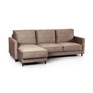 Кельн диван-кровать с шезлонгом, велюр бежевый