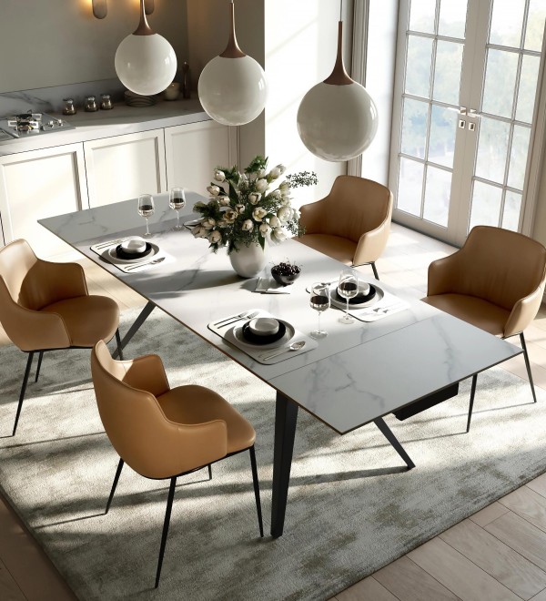 Стол раскладной Рейн (140+40+40), керамика глянцевая Pandora