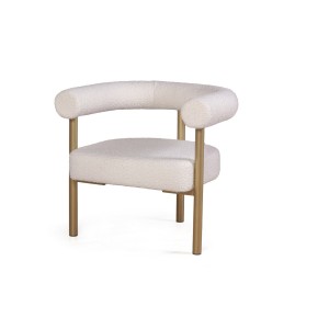 Кресло Бигги, букле Turin ivory / опоры золото