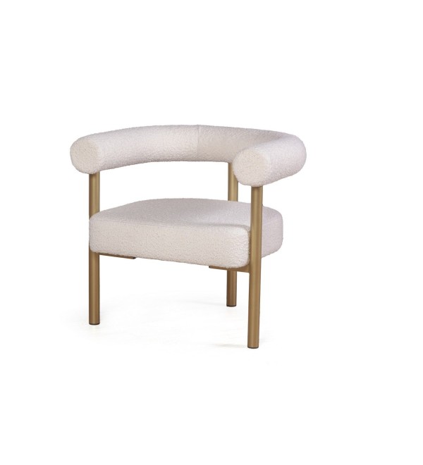Кресло Бигги, букле Turin ivory / опоры золото