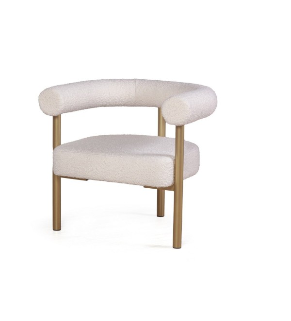 Кресло Бигги, букле Turin ivory / опоры золото
