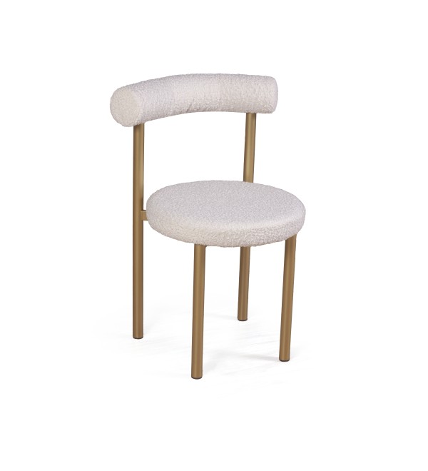 Стул Бигги, букле Turin ivory / опоры золото