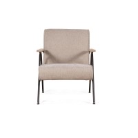 Кресло Энди с деревянными подлокотниками, шенилл Shantal beige
