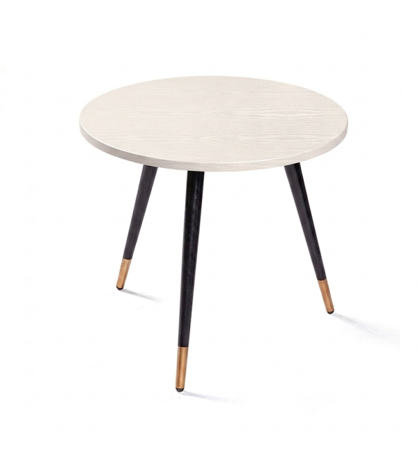 Журнальный стол Фокс D50, белое дерево / опора конус, металл