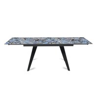 Стол раскладной Рейн (140+40+40), керамика глянцевая Lemurian Blue
