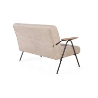 Энди диван двухместный с деревянными подлокотниками, шенилл Shantal beige