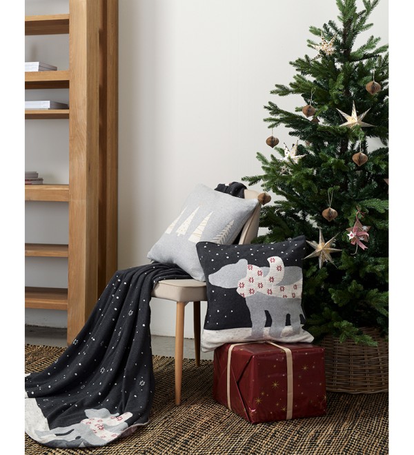 Подушка вязаная с новогодним рисунком polar bear из коллекции new year essential, 45х45 см