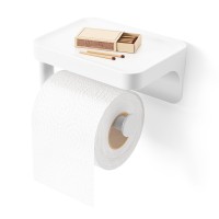 Держатель для туалетной бумаги с полкой flex adhesive, белый