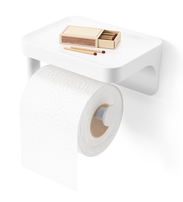 Держатель для туалетной бумаги с полкой flex adhesive, белый
