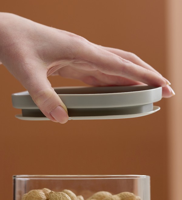 Банка для хранения прямоугольная vacuum glass, 1,5 л, светло-серая