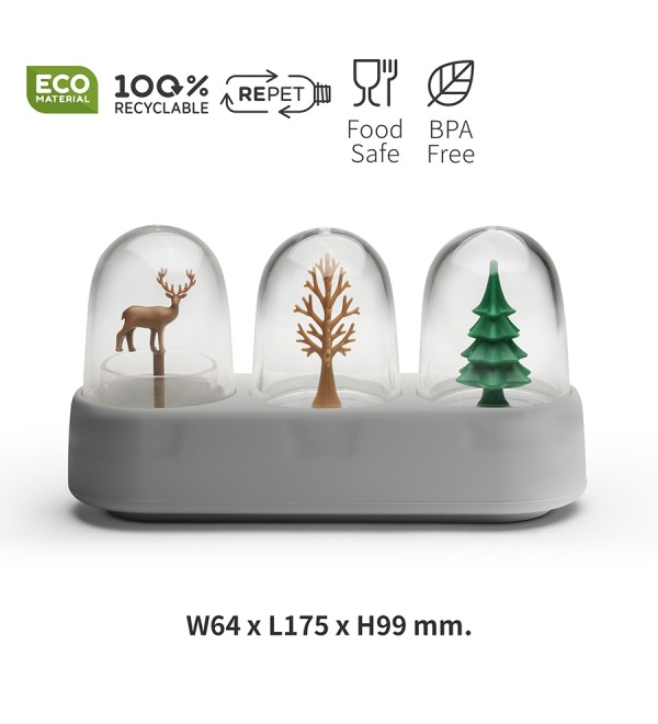 Набор емкостей для соли, перца, зубочисток с подставкой forest ecology
