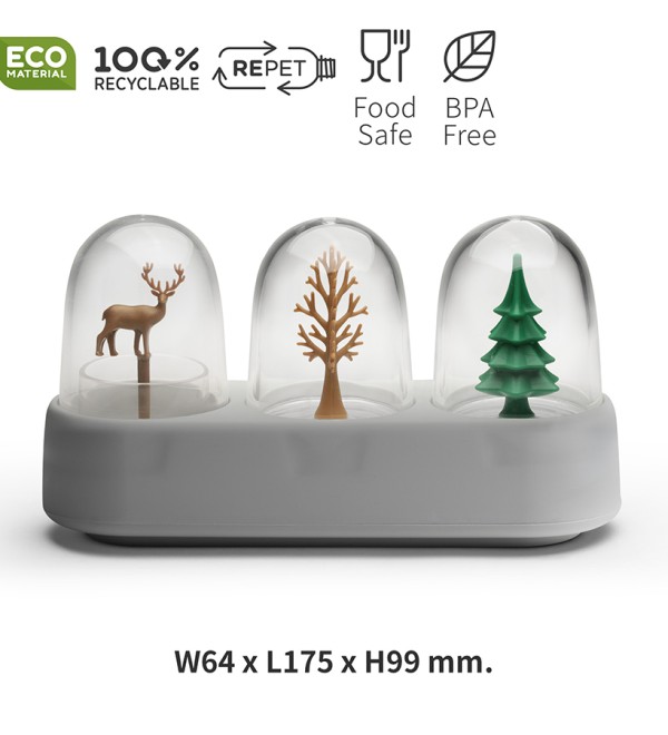Набор емкостей для соли, перца, зубочисток с подставкой forest ecology