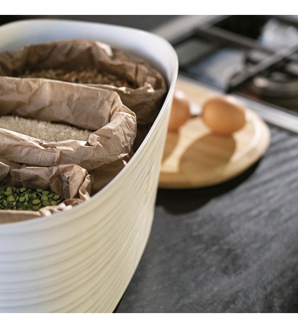 Хлебница с бамбуковой крышкой tierra, 10 л, молочно-белая