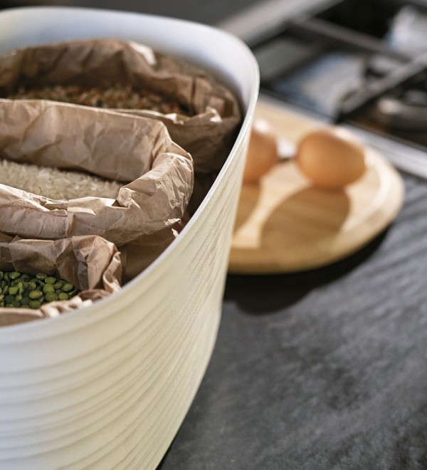 Хлебница с бамбуковой крышкой tierra, 10 л, молочно-белая