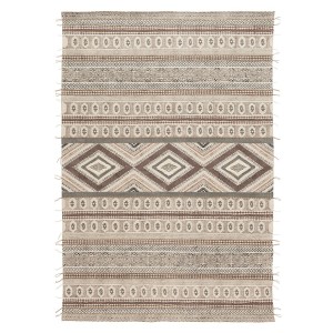 Ковер из хлопка, шерсти и джута с геометрическим орнаментом из коллекции ethnic, 120х180 см