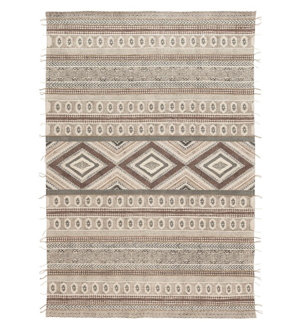 Ковер из хлопка, шерсти и джута с геометрическим орнаментом из коллекции ethnic, 120х180 см