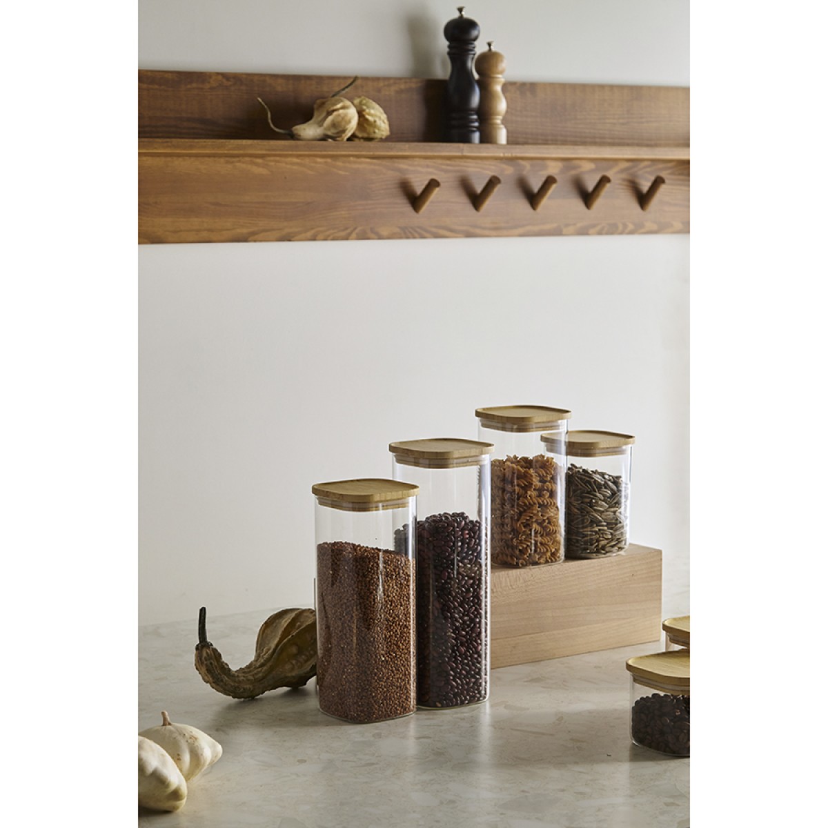 Банка для хранения квадратная glass bamboo, 2,2 л