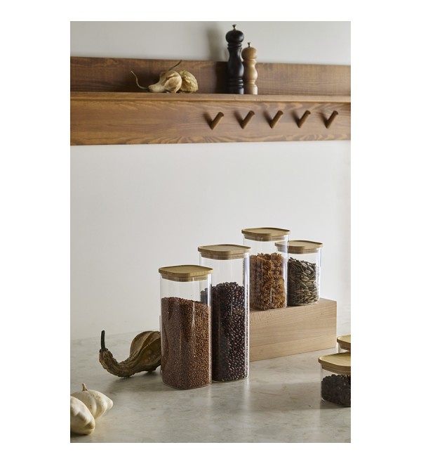 Банка для хранения квадратная glass bamboo, 2,2 л