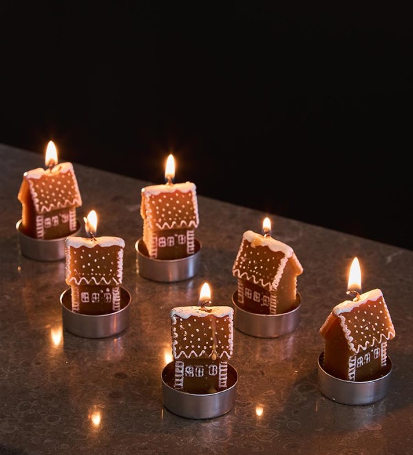 Набор декоративных свечей gingerbread houses из коллекции new year essential, 6 шт.