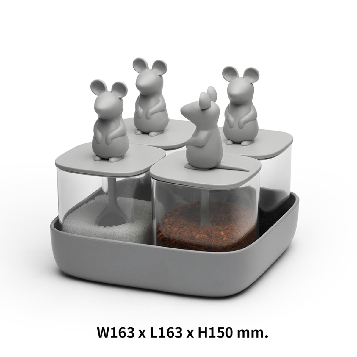 Набор банок для сыпучих продуктов lucky mouse seasoning, 4 шт.