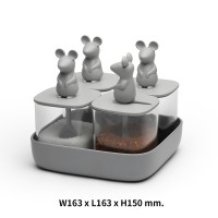Набор банок для сыпучих продуктов lucky mouse seasoning, 4 шт.
