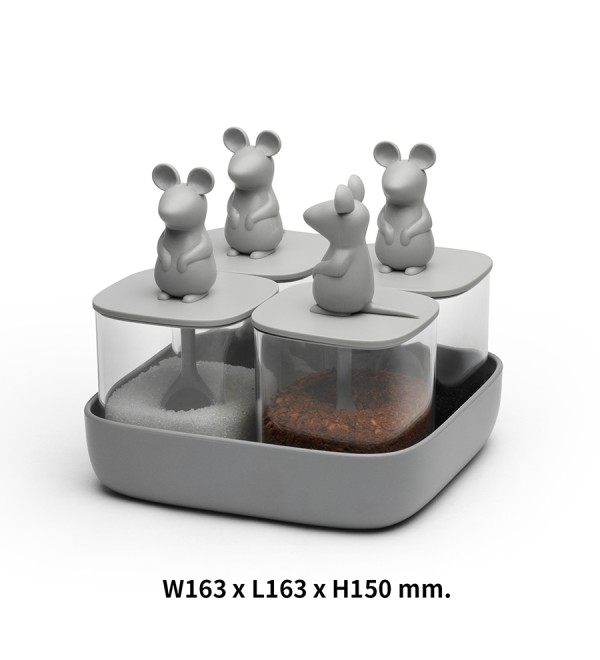 Набор банок для сыпучих продуктов lucky mouse seasoning, 4 шт.