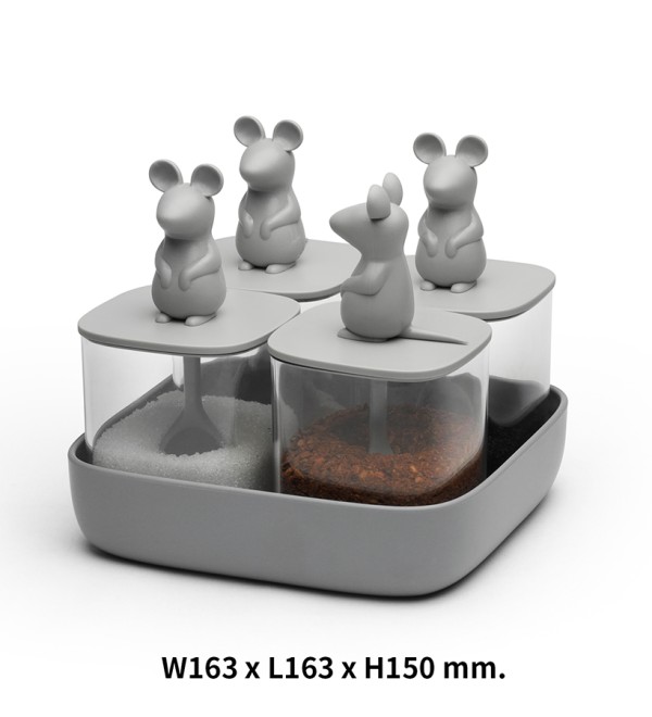 Набор банок для сыпучих продуктов lucky mouse seasoning, 4 шт.