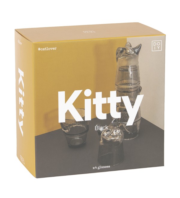 Набор из 4 стаканов kitty, черный