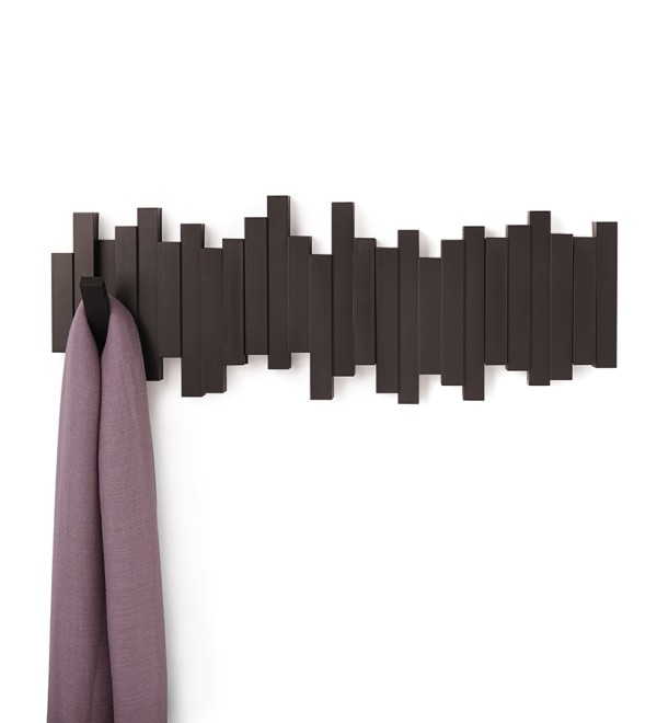 Вешалка настенная sticks, 49,3 см, эспрессо, 5 крючков