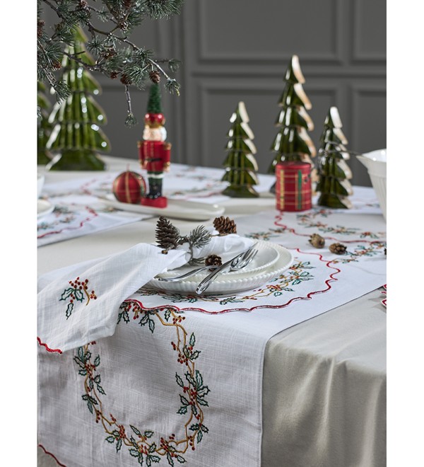 Набор из двух салфеток под приборы festive wreath из коллекции new year essential, D38 см