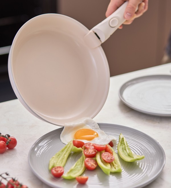 Сковорода с крышкой и съемной ручкой smart ceramic, D26 см