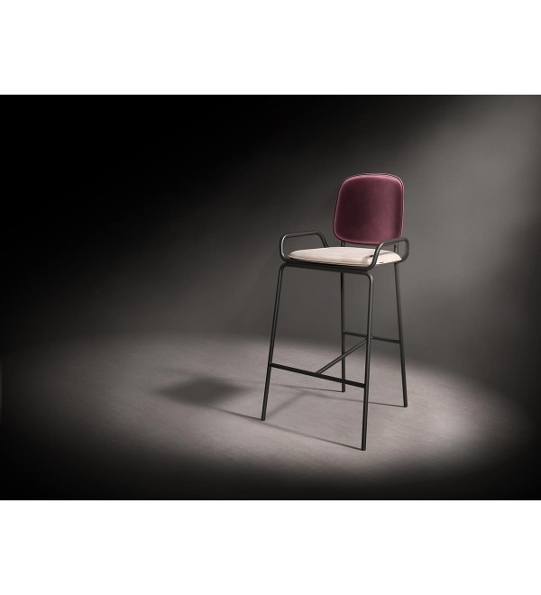 Стул барный ror, 2 frame, велюр, черный/пурпурный/серый