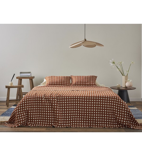 Покрывало из хлопка polka dots карамельного цвета из коллекции essential, 180х250 см