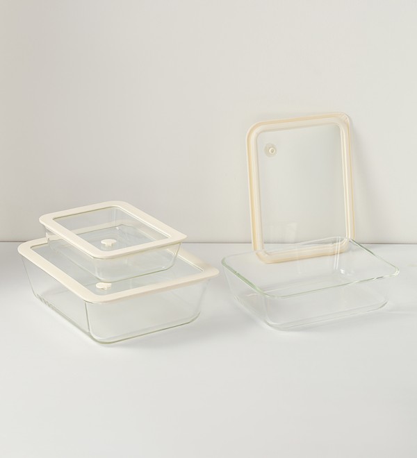 Контейнер для запекания и хранения с вакуумным эффектом vacuum glass, 2,6 л, молочный