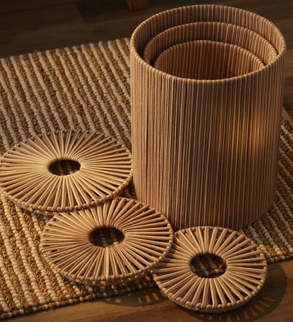 Корзина плетеная dholak beige из коллекции ethnic, размер l