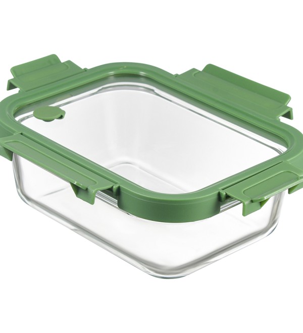 Контейнер для запекания и хранения прямоугольный click glass, 1 л, зеленый