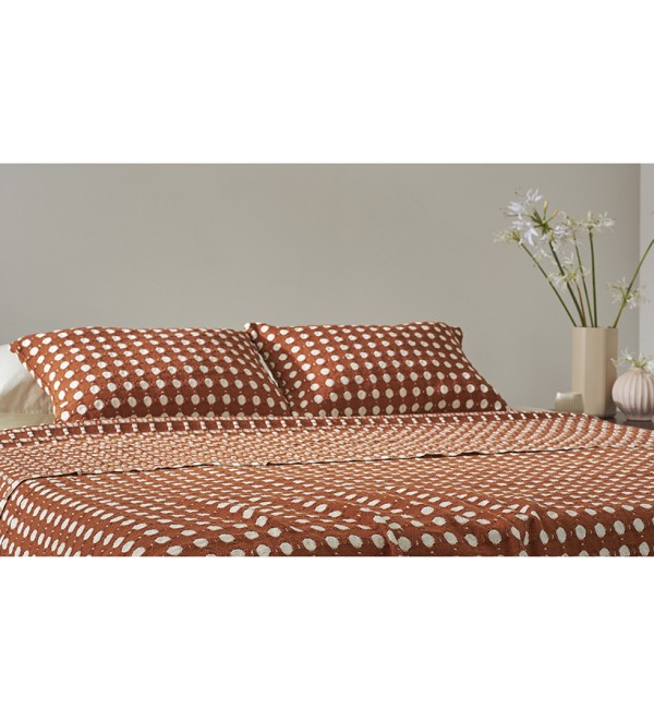 Покрывало из хлопка polka dots карамельного цвета из коллекции essential, 180х250 см
