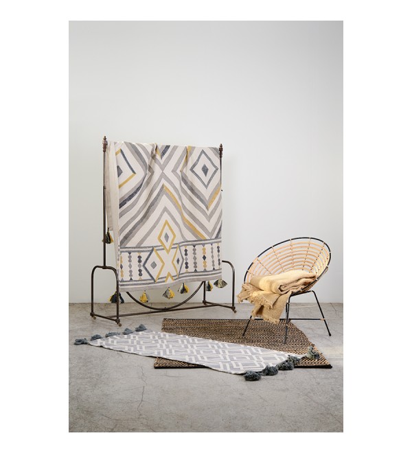 Ковер из хлопка с контрастным узором и кисточками из коллекции ethnic, 200х300 см
