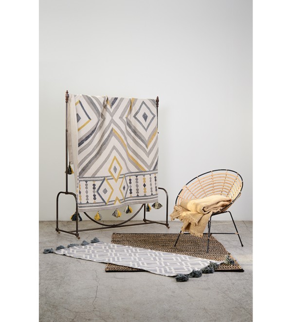 Ковер из хлопка с контрастным узором и кисточками из коллекции ethnic, 200х300 см