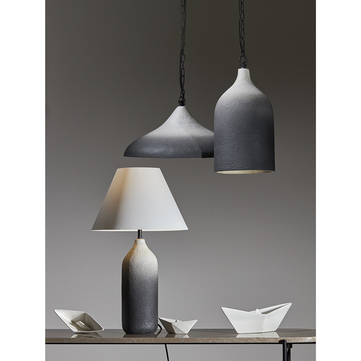 Светильник подвесной sustainable collection, D44х19 см, черный/белый