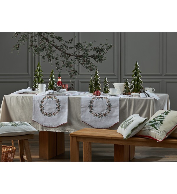 Набор из двух салфеток под приборы festive wreath из коллекции new year essential, D38 см