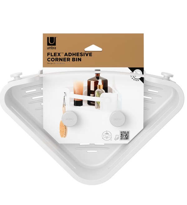 Органайзер для душа угловой flex adhesive, белый
