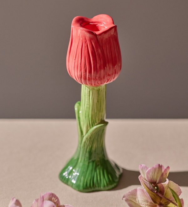 Подсвечник floret красного цвета из коллекции blossom, 18 см