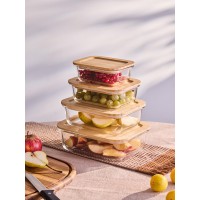 Набор контейнеров для запекания и хранения eco store с крышками из бамбука, 4 шт.