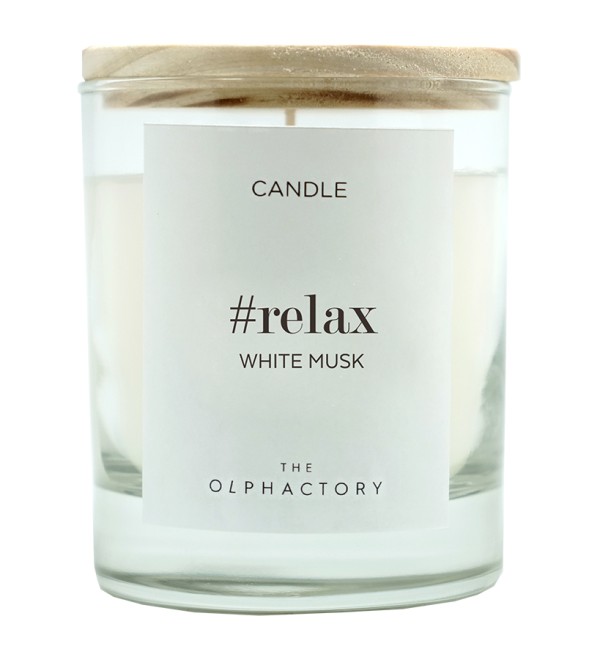 Свеча ароматическая the olphactory, relax, white musk, 40 ч