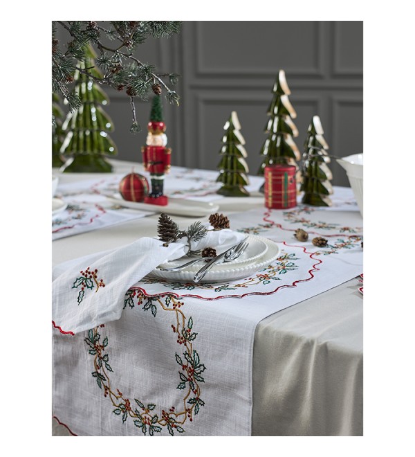 Дорожка на стол festive wreath из коллекции new year essential, 45х150 см