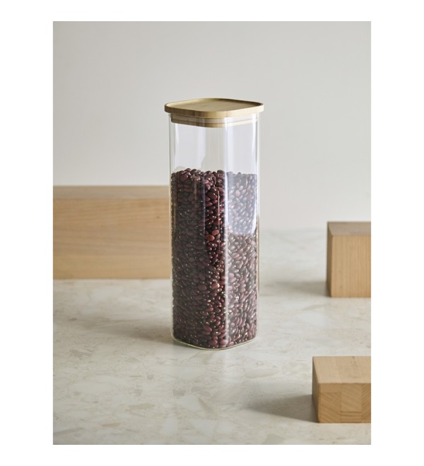Банка для хранения квадратная glass bamboo, 2,2 л