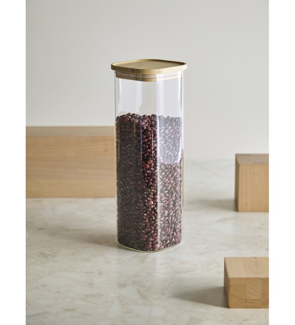 Банка для хранения квадратная glass bamboo, 2,2 л