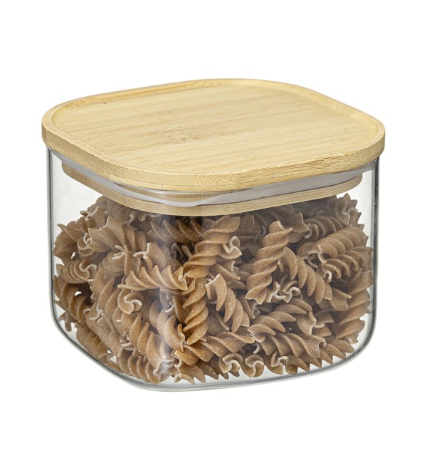 Банка для хранения квадратная glass bamboo,1 л